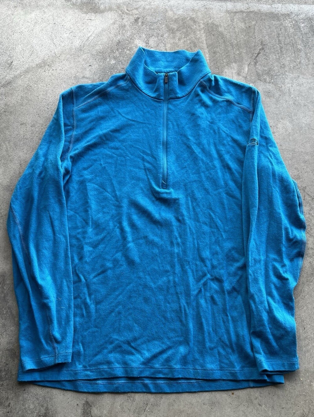 Icebreaker Bodyfit 260 Shirt Mens Extra Large Blue 1/4 Zip Merino Wool Thermal